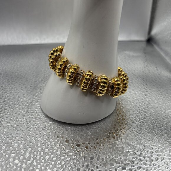 Camrose & Kross Gold-Tone & Rhinestone Link Bracelet JBK Mark 7" - Picture 10 of 10